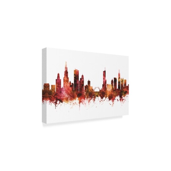 Michael Tompsett 'Chicago Illinois Skyline Red Iii' Canvas Art,22x32